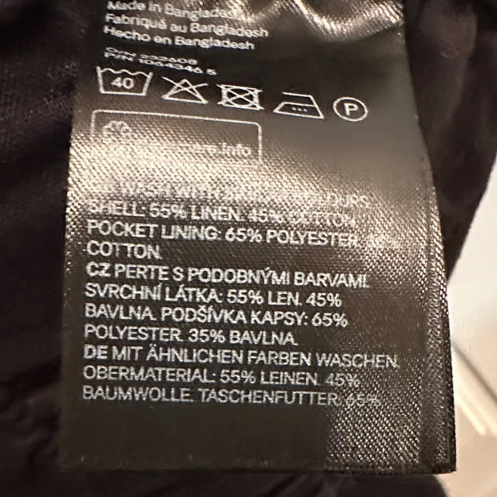 H&M Women's Regular Fit Linen Cotton Blend Black Straight Leg Pants Size Large